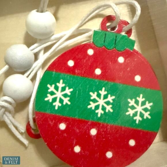 NEW Mini Wooden Tree Ornament Holiday Hanging Decor Set Christmas Gift Wrapping - Picture 5 of 5